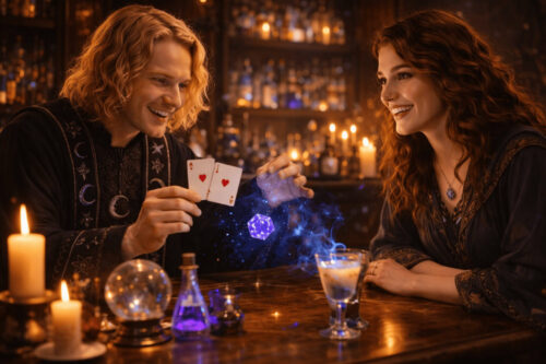 マジックで楽しむ女性